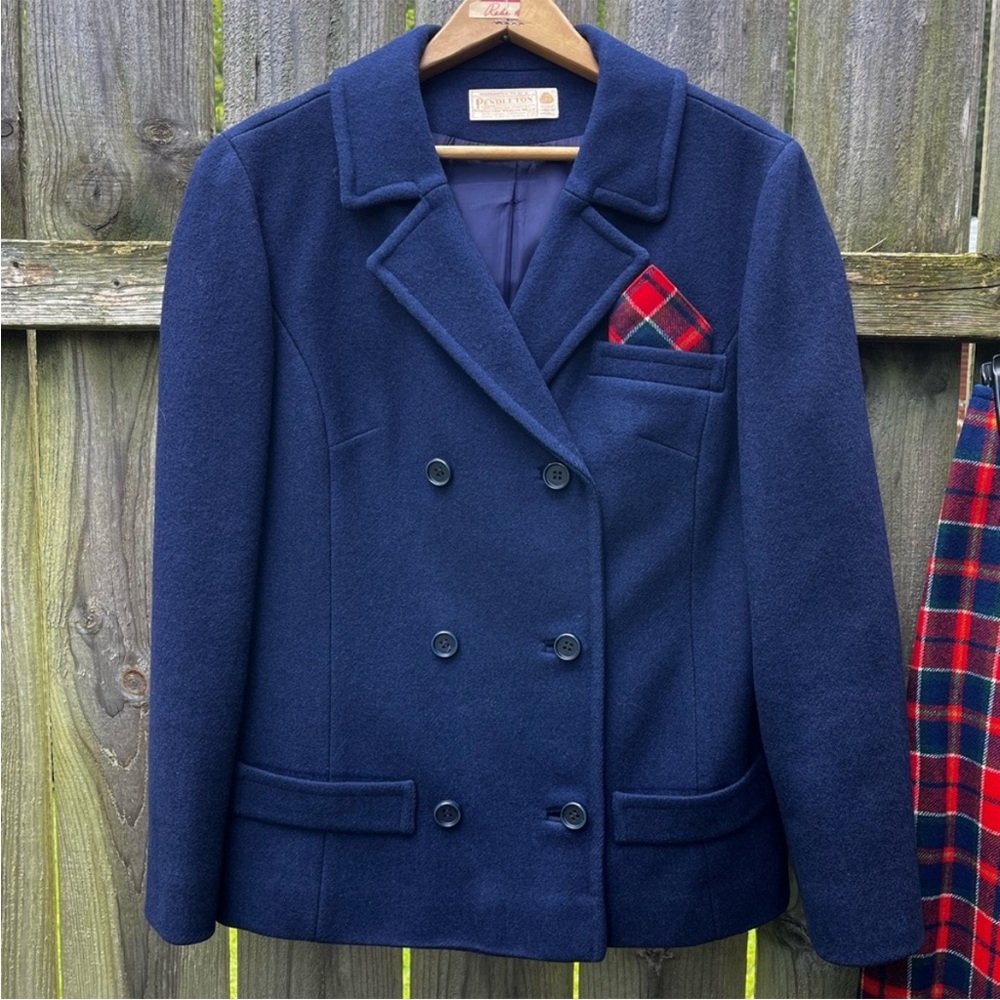 Pendleton Wool Double Breasted Suit Jacket With P… - image 1